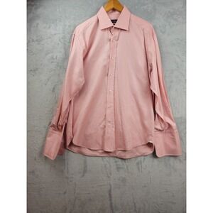 Alara Dress Shirt Mens 16.5 Herringbone Pink 2 Ply Egyptian Cotton French Cuff